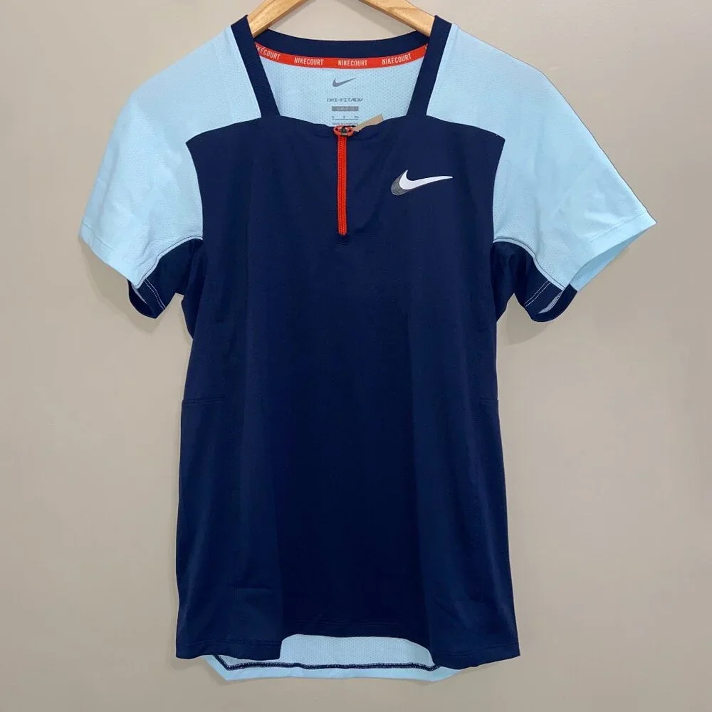 Nike Court Dri-FIT ADV Slam Tennis Polo Shirt Blue DR6441-410 Men's Size S NEW